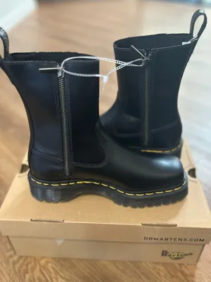 DR MARTENS Amaayah lo black leather zippered boots booties shoes women’s 8 new thumbnail 8