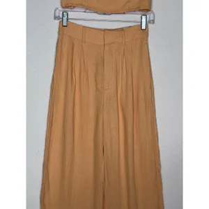 2020s Abercrombie & Fitch Peach Linen Corset Top & Wide Leg Pants Set NWT XS/S thumbnail 12