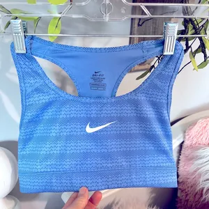 Nike Dri Fit Sports Bra Blue Print Athletic Running Womens Small thumbnail 1