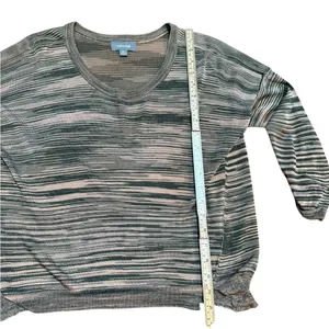 Sussan Striped Sheer Knit Top‎ Earth Tone Neutrals Lightweight Relaxed Sz XS thumbnail 4