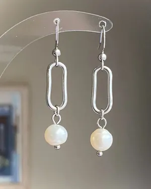 Handmade gold tone stainless steel natural shell pearls chic fairy boho vintage style dangle earrings💖 thumbnail 9