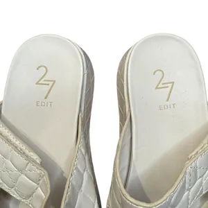 27 Edit Shoes Womens Size 7.5 White Leather Marcela Slide Sandals Wedge Platform thumbnail 3