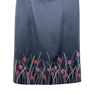 Black Sleeveless Boatneck 90s Y2K Floral Embroidered Mini Dress Clueless Noir thumbnail 2