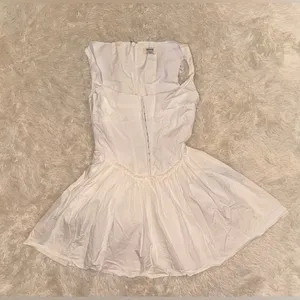 NWOT HOUSE OF CB 'Cupid' White Pleated Mini Dress sz L full cup tall thumbnail 7
