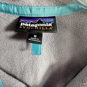 Patagonia Synchilla Sweater Pullover Womens M Purple Fleece Snap Mock Neck thumbnail 5