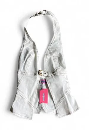 Edikted Women's White and Cream Crop-top thumbnail 1