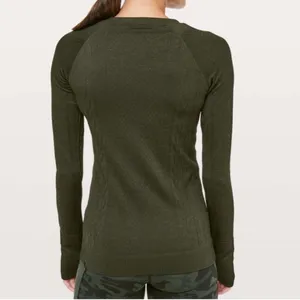 Lululemon Rest Less Pullover Green‎ Long Sleeve Crewneck Workout Top seamless thumbnail 3