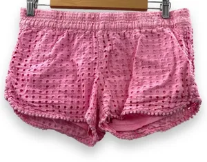 Lilly‎ Pulitzer for Target Pink Eyelet Pom Pom Hem Mid Rise Pull-On Shorts Sz M thumbnail 1