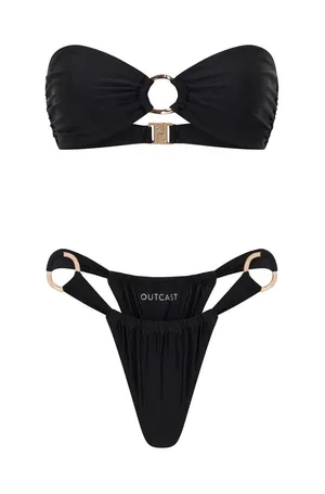 Outcast Clothing Denver Bikini Set Black Gold O Ring Hardware Swim thumbnail 1