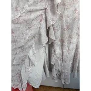 Storia Ruffle Floral Maxi Dress Cream Burgundy V-Neck Mermaid Gown Wedding Guest thumbnail 4