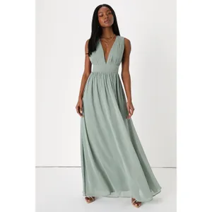 NWT Lulus Heavenly Hues Sage Brush Maxi Dress Wedding Bridesmaid Gala Size L thumbnail 7