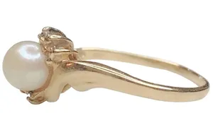 Vintage Solid 10k Yellow Gold Natural Pearl Ring Cool Piece Sz 6.25 thumbnail 3