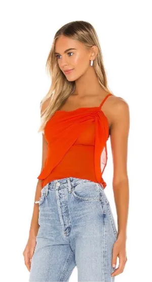 Superdown Revolve Abbey Ruched Cami Top Semi Sheer Poppy- Size XS thumbnail 1