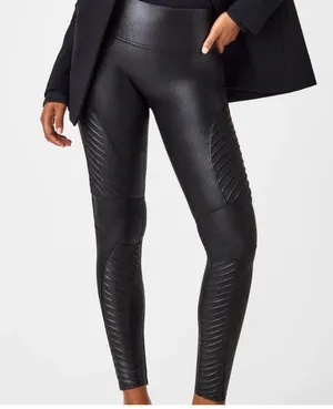 Spanx Faux Leather Moto Leggings Very Black Size Large 20136R‎ thumbnail 13