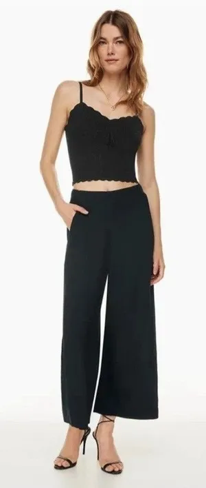 Aritzia Wilfred Sz Large The Faun Ankle Pant High-Waisted Wide-Leg Black Pants thumbnail 1