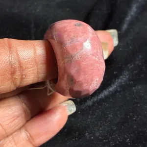 Hand-Carved Natural Rhodonite Band Ring size 8 thumbnail 7