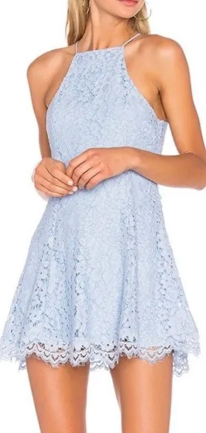 NBD x Revolve Bria Lace Halter Mini Dress: Periwinkle Blue thumbnail 1