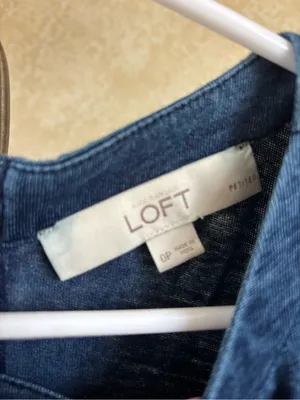 LOFT Sleeveless Knit Denim Fit & Flare Dress - Size: 0P thumbnail 3