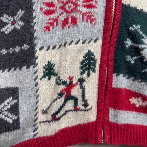 Holiday Lodge Women Wool Patchwork Sweater M Multicolor Christmas Ski Snowflake thumbnail 3