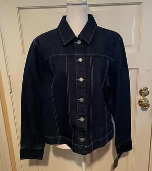 New York & Company Jean Jacket Blue Size XL thumbnail 1