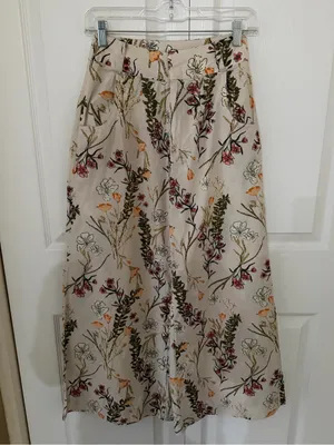 Free People Menorca taupe multi floral print wide-leg cropped pants 25 thumbnail 4
