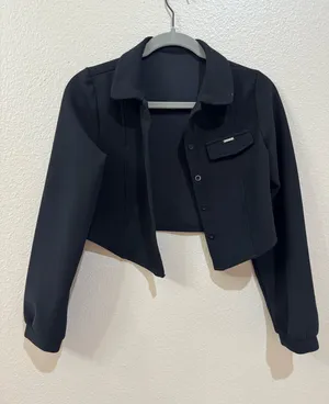 DAZY Black Cropped Utility Jacket - Flap Pocket Detail - Size S thumbnail 1