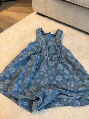 Denim Romper With Pockets Blue thumbnail 2