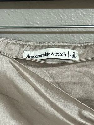 Abercrombie & Fitch Neutral Knotted Satin Side Slit Midi Skirt Womens Size Small thumbnail 6