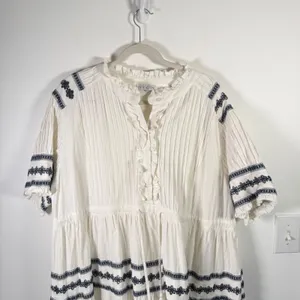 Ivy City Co Santorini White Blue Embroidered Tiered Maxi Dress Boho Womens 2x? thumbnail 3