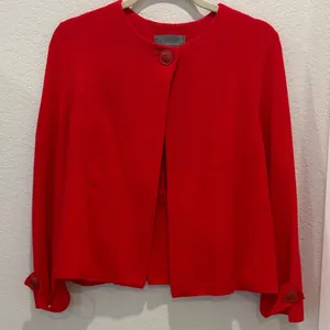 By Anthropologie Red Bolero‎ One Button Peplum Open Front Blazer Jacket Size S thumbnail 4