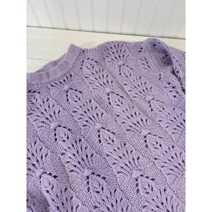 Aerie Womens Purple Oversized Chunky Open Knit Sweater Cozy Preppy Top Size S thumbnail 4