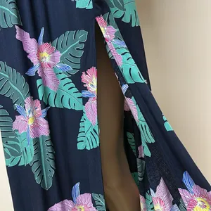 Lulus Smocked Navy Pink Green Floral Tropical Maxi Dress with Pockets size M thumbnail 5