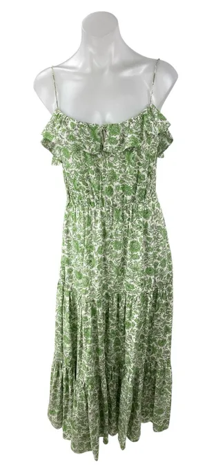 J.Crew Women's Green Floral Ruffle Sleeveless Cami Tank A Line Maxi Dress Size S thumbnail 1