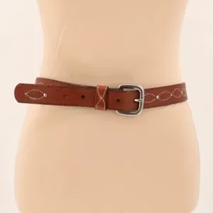 Dockers Western Embossed Leather Belt Womens Size M Brown Floral Studded Y2K thumbnail 1