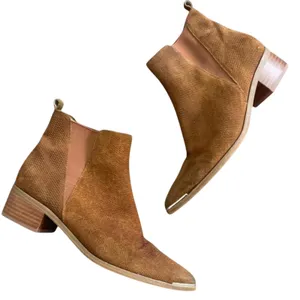 Marc Fisher Yale Chelsea Suede Perforated Metal Detail Boot Brown Point Toe 7.5 thumbnail 3