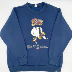Vintage 90s 1995 Total Brat See If I Care Sweatshirt Navy Blue Crewneck Size XL thumbnail 3