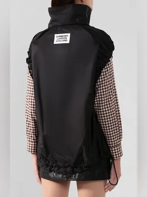 Burberry London Oversized Black Nylon Logo Drawstring Vest thumbnail 4