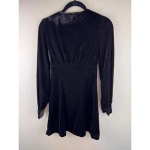 Lulus Black Velvet HOCO Button Front Mini Dress‎ Party Cocktail NWT Size XS thumbnail 5
