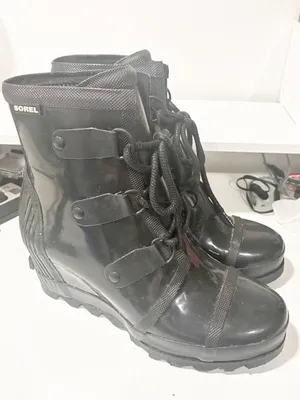 Sorel Joan Wedge Heel Waterproof Rain Boots Black Women's Size 10 thumbnail 3