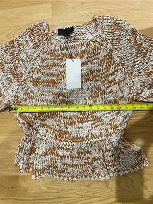 Zara Brown and White Knit Blouse Small thumbnail 4