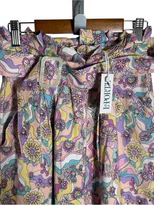Anthropologie x La Porte Swirl Print Paperbag Wide Leg Pants XS NWT thumbnail 4