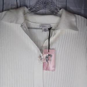 Sincerely Jules Off White Ribbed Knit Boho Cozy Chic Button Front Cardigan NWT thumbnail 4
