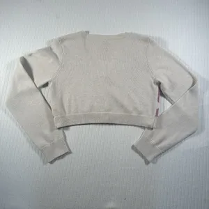 Aeropostale Women’s Large Cropped Cardigan Argyle Pink Beige Button Front Preppy thumbnail 8