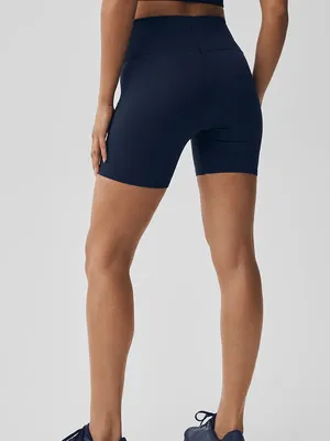 Alo seamless ribbed favorite shorts 5" inseam size xs in navy NWT thumbnail 4