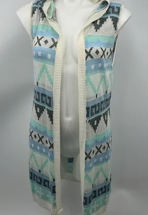 Say What medium native inspired print open cardigan hoodie thumbnail 1