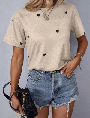SheIn Heart Print Tee thumbnail 1