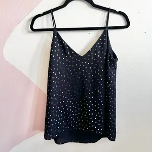 Zara Navy Gold Polka Dot Ruffle Tank Top Y2K Coquette‎ Glam Academia XS thumbnail 4