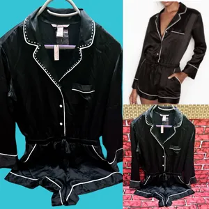 Victorias Secret Elegant Black Romper Satin size S thumbnail 2