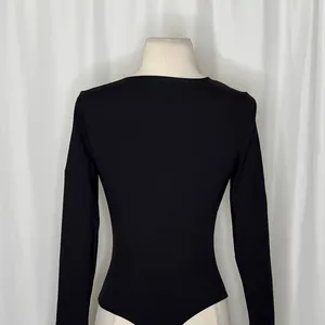 Free People INTIMATELY Basic Babe Bodysuit Black Plunging Neck Thong Small thumbnail 10