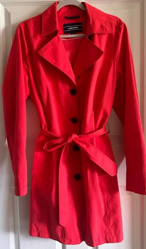 Lands’ End Crimson Dawn Harbour Cottage Trench Coat‎ Sz L Minimalist Boho-Chic thumbnail 1